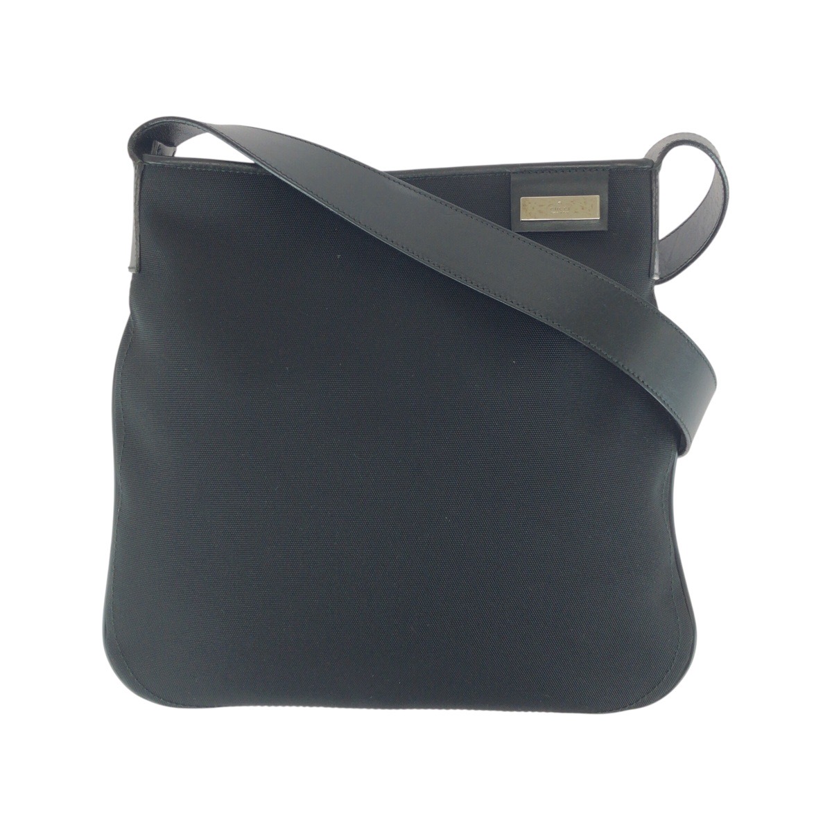 美品 ブラック 黒 シルバー金具 キャンバス/レザー 019 0422 ショルダーバッグ ポシェット レディース 505709