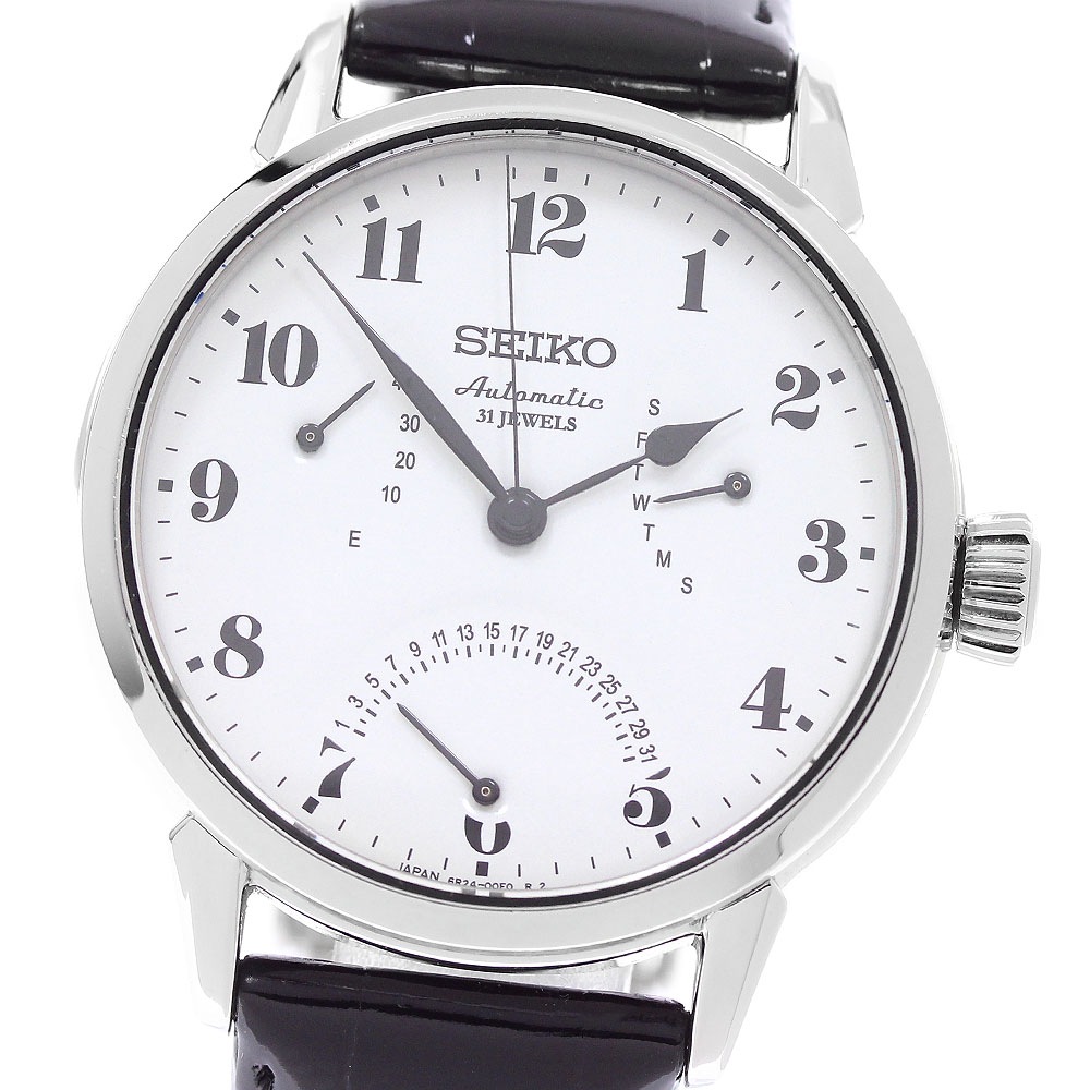 セイコー SEIKO SARD007/6R24-00E0 プレサージュ 琺瑯文字盤 パワーリザーブ デイデイト 自動巻き メンズ 良品 箱・保証書付き_960806【中古】