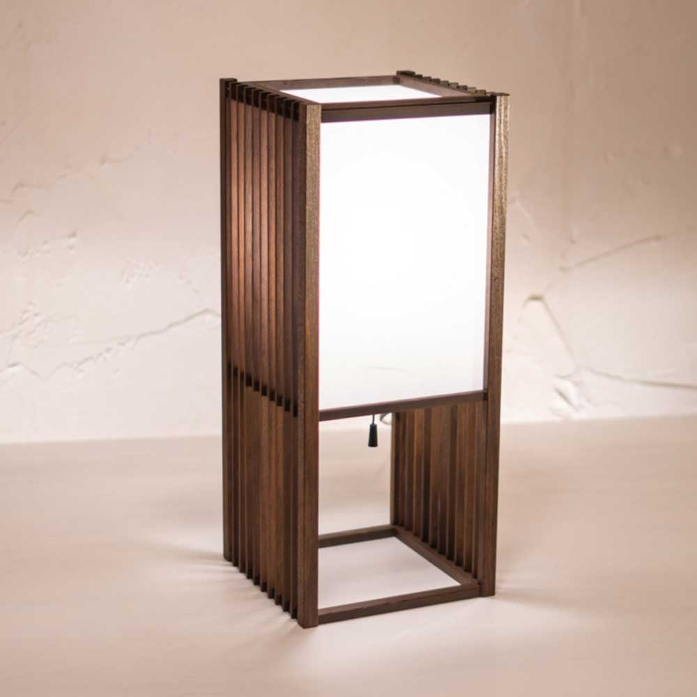 和風スタンドライト　調（S） shirabe　民芸塗仕上げ　行灯　高さ43cm　杉材と強化和紙の照明器具　LED電球対応　日本製インテリアライト　和の優しい灯り