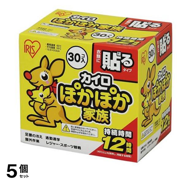 カイロ ぽかぽか家族 貼るタイプ レギュラーサイズ 30個入 (PKN-30HR) 5個セット