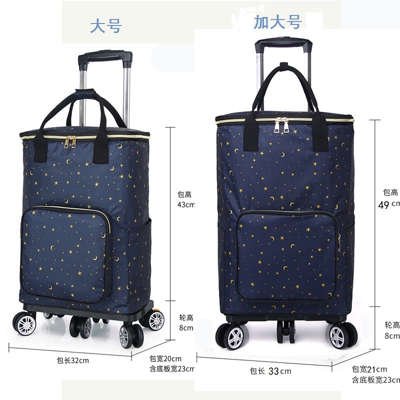 食料品ショッピングトロリー家庭用ポータブル折りたたみショッピングトロリーオックスフォードテキスタイルポータブル大容量食料品ショッピングバッグ断熱バッグ