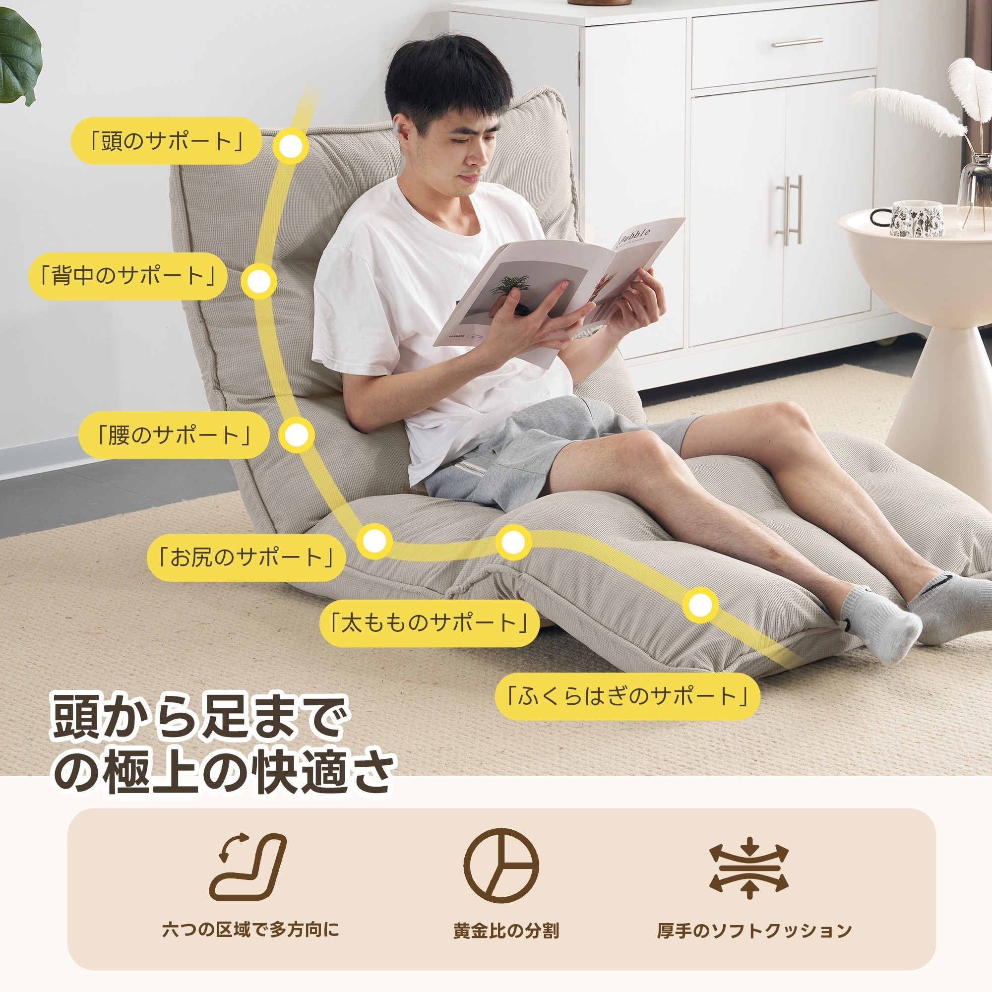 【当日発送/無料配達】ソファーベッド ソファベッド ローソファー 1人掛け マルチに使える 幅90cm 18段階リクライニング 座椅子 1人掛け ソファ 折りたたみ 折り畳み コンパクト 折りたたみベ