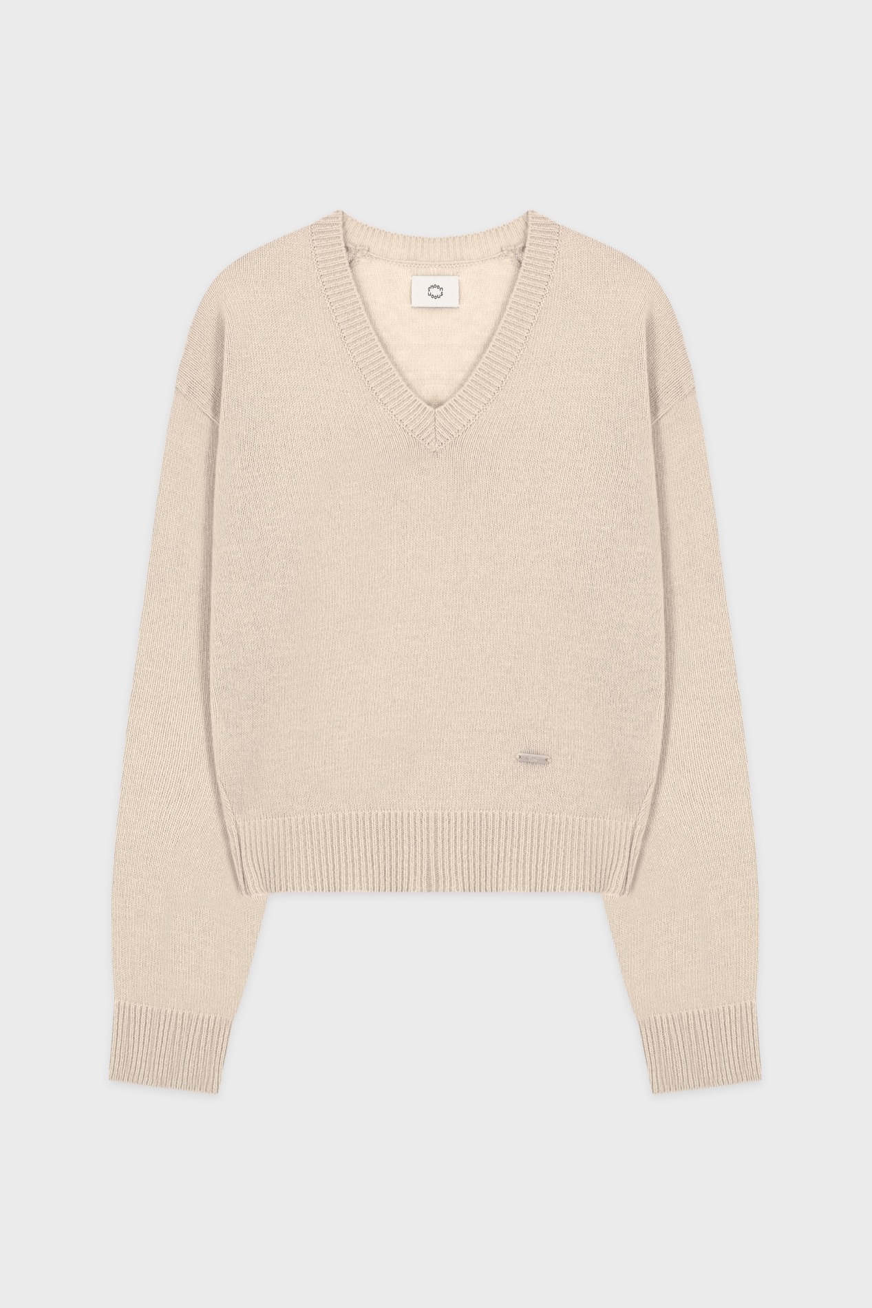 【SINOON】 V-NECK BASIC KNIT : GREYISH BEIGE