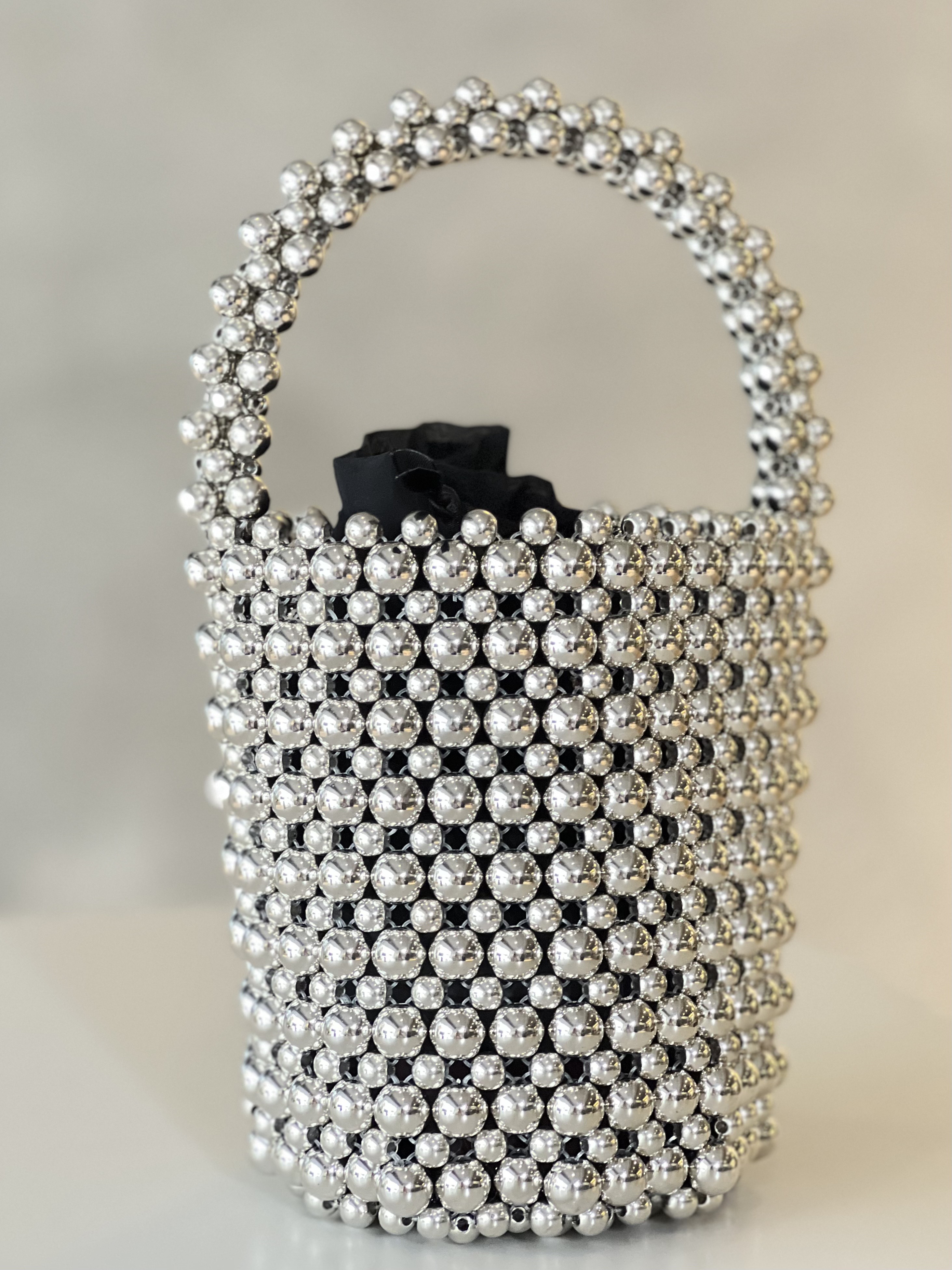 スパンコール ミニバケットバッグ パールミニバケットバッグ ビーズ⁄スパンコール 円柱型 ミニ トート