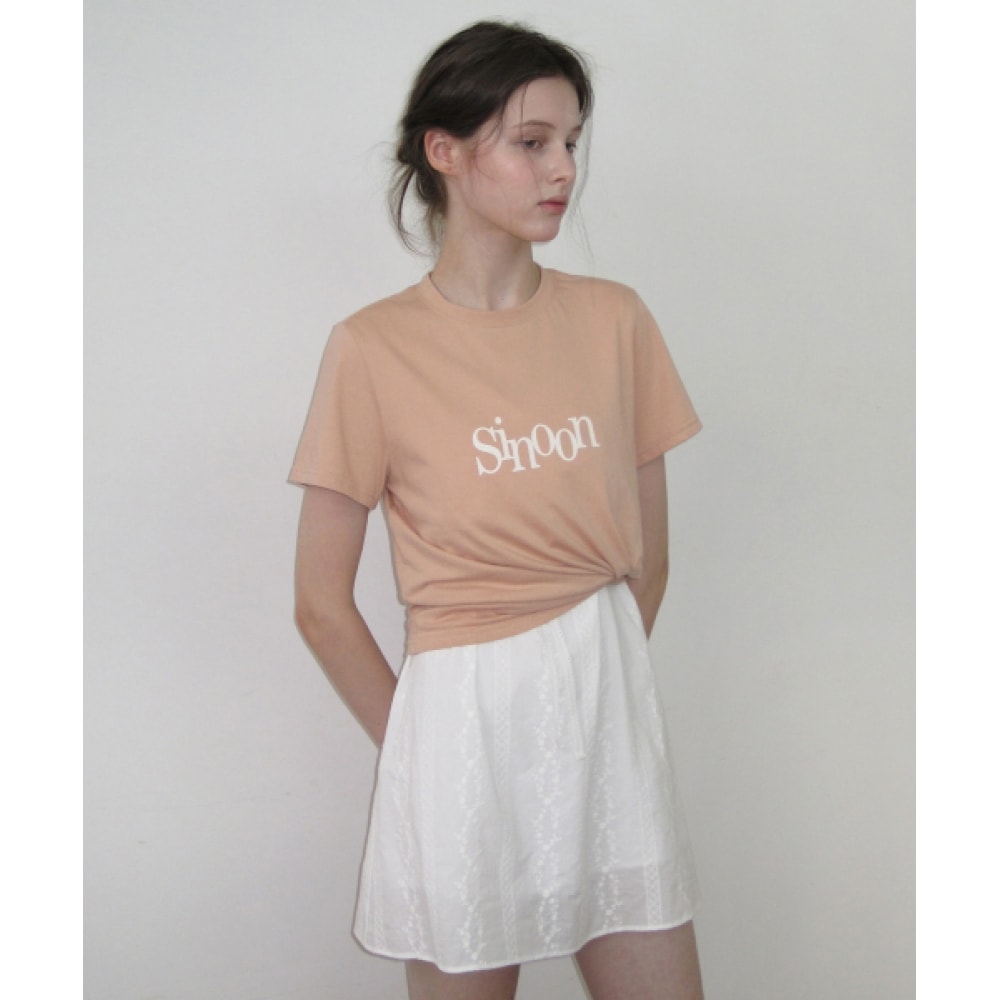 SINOON シヌーンシグネチャーロゴ Tシャツ (アプリコット)