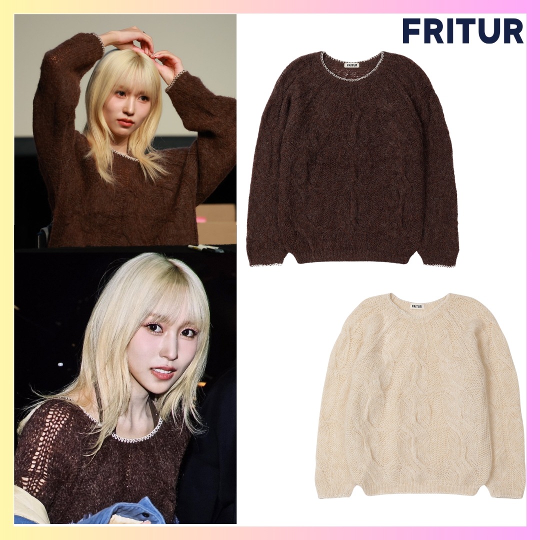 [FRITUR] [Twice ミナ着用] Soft Cable Knit - 2 カラー + FREE OMAKE ニットセーター レディーストップス ニットスウェット 韓国