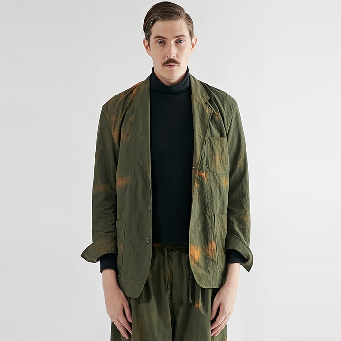 [送料無料]スミスアもーオリエンタルタイダイウインドブレーザーカーキ