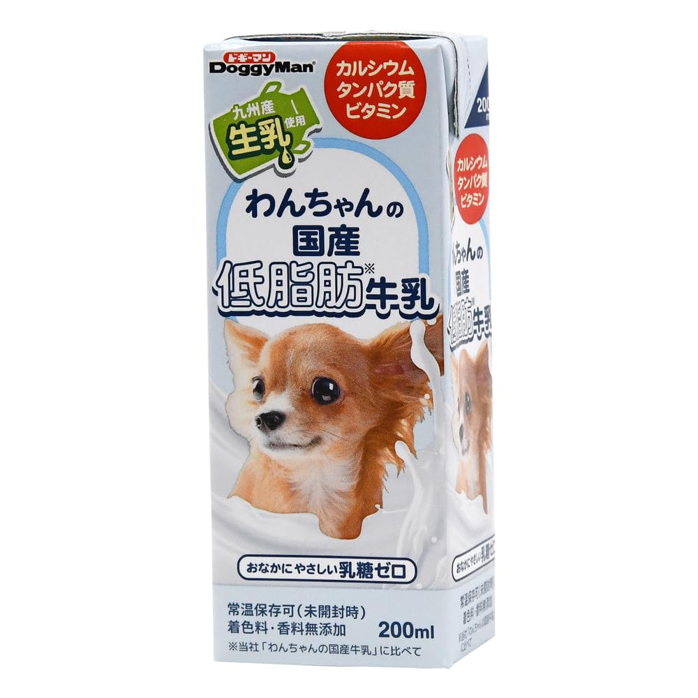 最安値挑戦中 ドギーマン わんちゃんの国産低脂肪牛乳 全犬種用 200ミリリットル (x 24) (ケース販売)