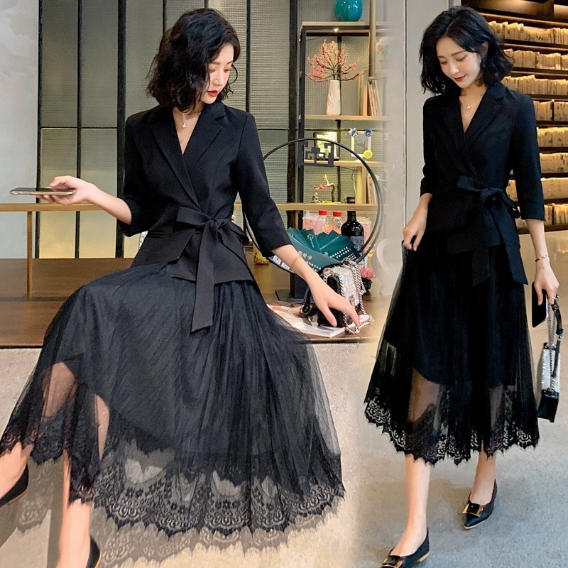 セットアップ スカートスーツ レディース プリーツスカート テーラード スーツジャケット 上下２点セット 長袖 ロングスカート ミモレ丈 チュール フォーマル-843