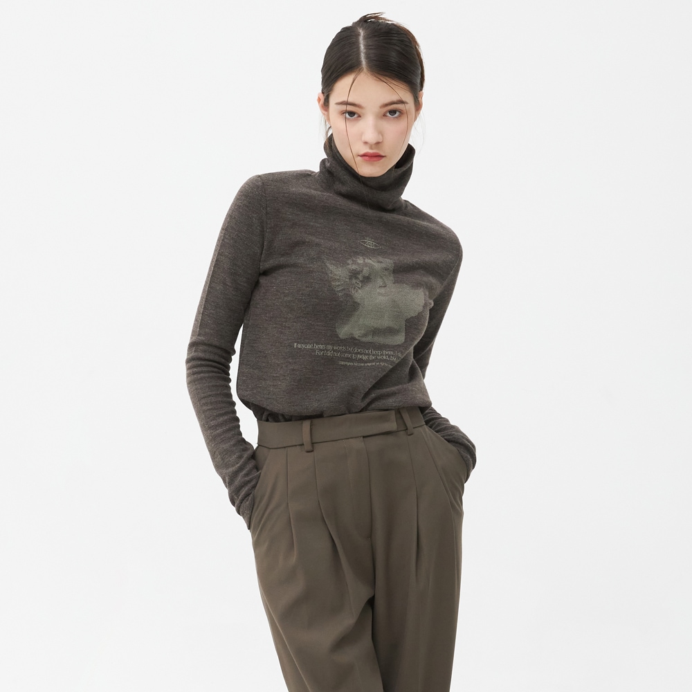 PLASTER CAST TURTLENECK KNIT-BROWN
