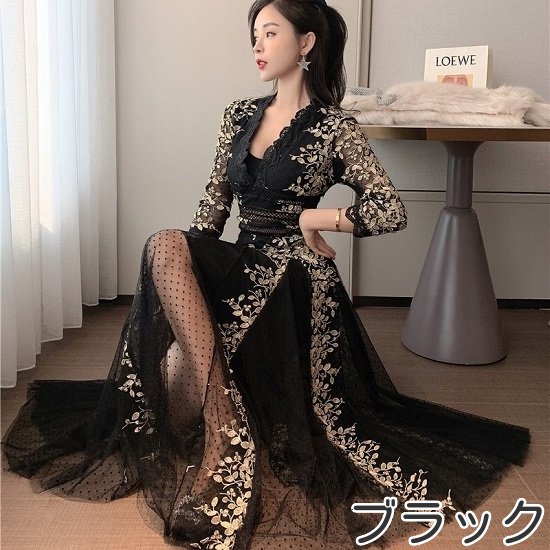 【取寄：納期2週間】ロングドレス レディース 大きいサイズ 演奏会 結婚式 パーティードレス パーティー ドレス ロング マキシ マキシワンピース マキシドレス ロングワンピース レースドレス