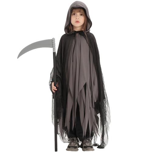 [] 死神 マント 鎌付き 悪魔 幽霊 ハロウィン コスプレ 子供 仮装 可愛い ホラー おばけ 屋敷 雰囲気づくり 人気 コスプレ キッズ 男の子 女の子 パーティー イベント 演出服 学園祭 文化