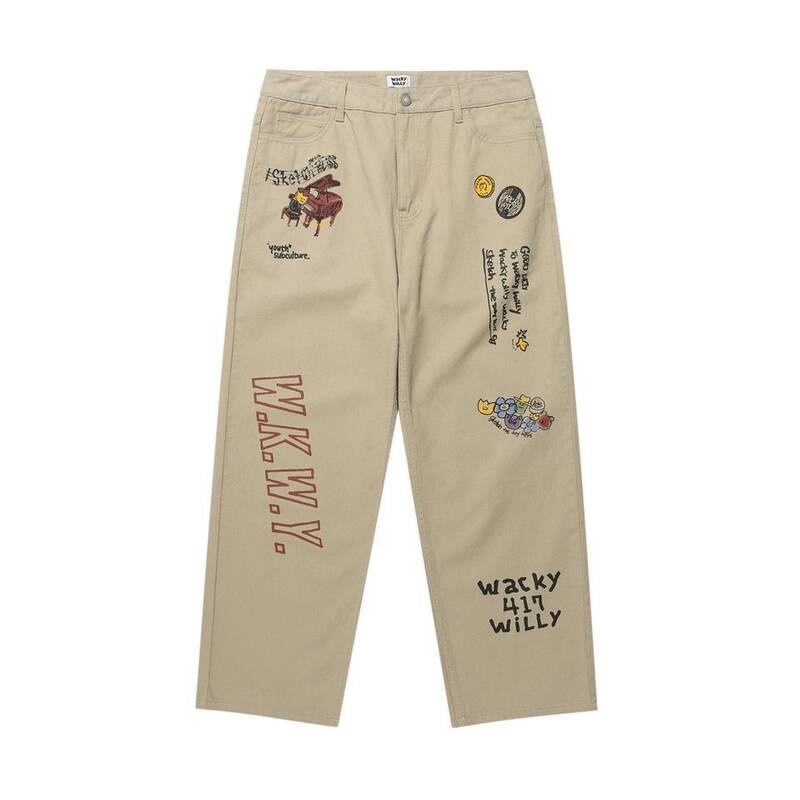 WACKY WILLY ストレートグラフィックデニムパンツ ベージュ WA2601PT34BE 410786