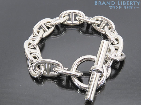 レア新品仕上げエルメスシェーヌダンクルTGMシルバーブレスレット14コマ14LINKシルバー925AG925H101995B