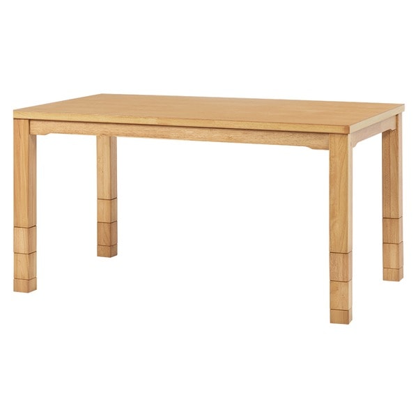 ダイニング こたつ テーブル 単品 約135x80cm ナチュラル 木製 継脚付き 高さ調節可 組立品