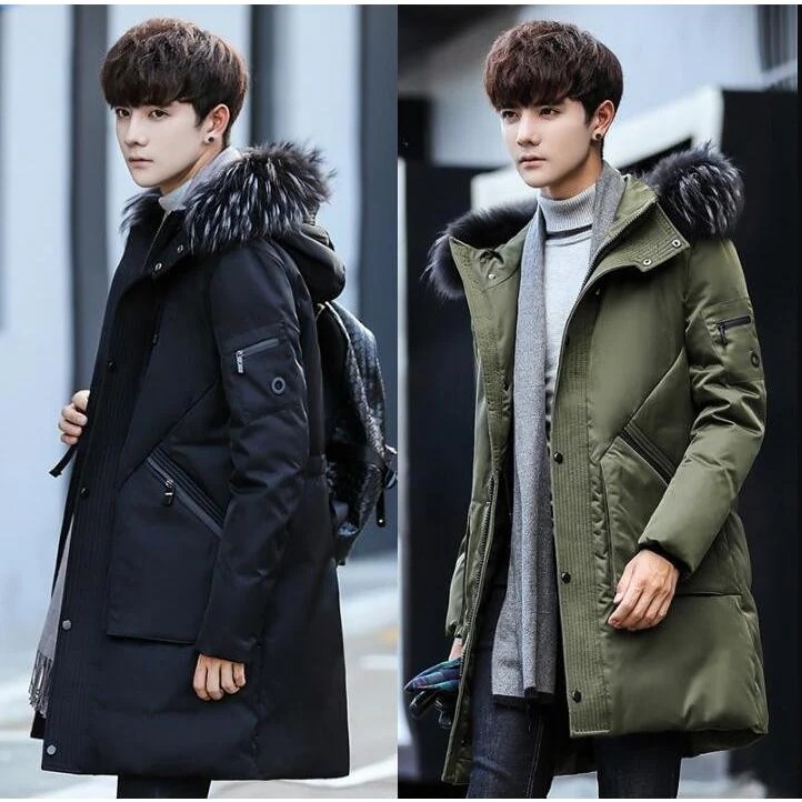 高品質 ダウンジャケット アウター 暖かい ロング丈コート メンズ 無地 防寒 厚手 秋冬 お洒落 冬服/大きいサイズM3ＸＬ/フード付き/ファー/格好いい