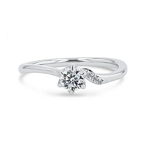 スワロフスキージルコニア使用 直径4mm（0.25ct相当） クラウン エンゲージリング 全2色