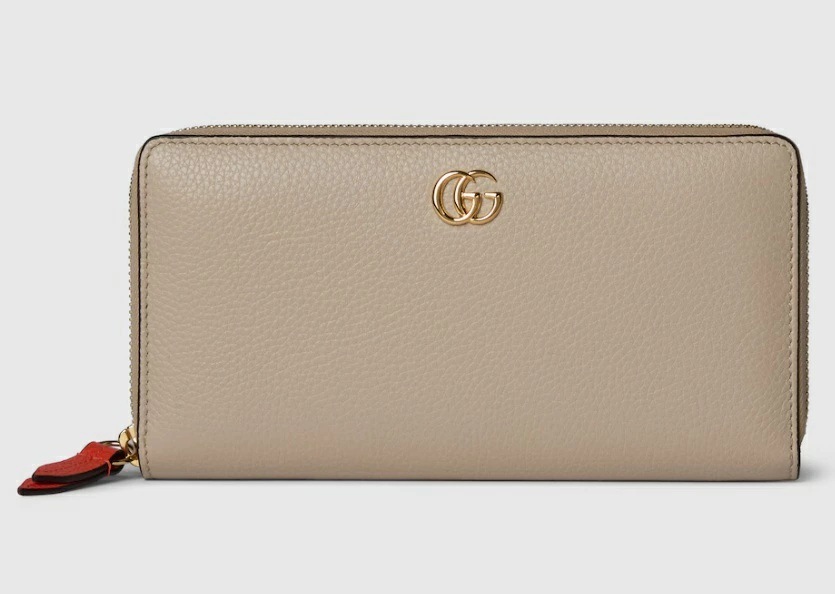 GUCCI 456117-AAFBB-9548 グッチ 日本限定 ダブルG バイカラー ジップアラウンドウォレット ラウンドファスナー長財布 レザー ベージュ×オレンジ×ゴールド