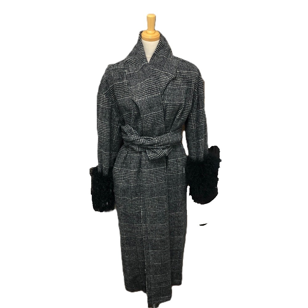 LE CIEL BLEU ルシェルブルー ロングコート 19A69402 チェック ガウン コート ロングコート アパレル ウール グレー