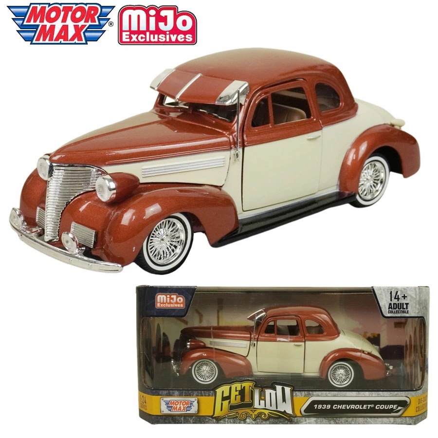 ダイキャスト 1/24 箱入り ミニカー1939 CHEVROLET COUPE MOTOR MAX GETLOW 1:24 DIE-CASTシボレー クーペ ブラウン アイボリー