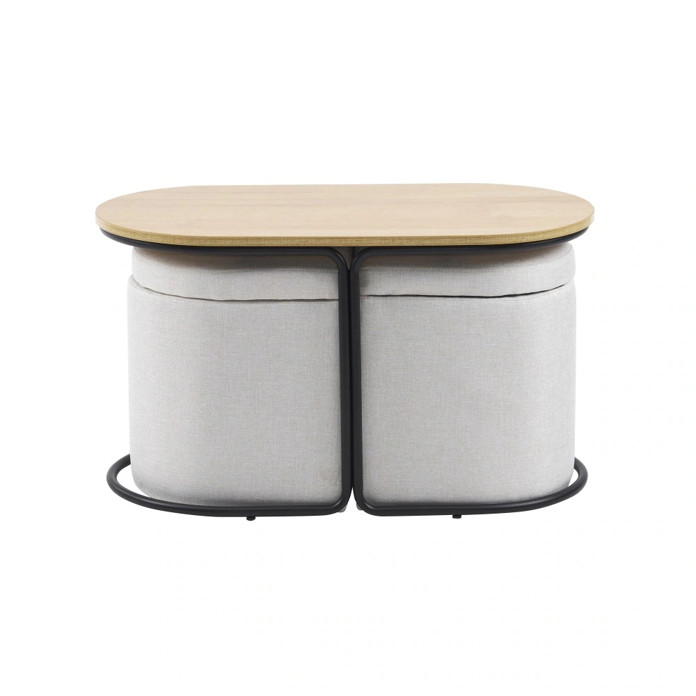 【今季トレンド】E96新作登場テーブル センターテーブル 完成品 スツール2個付き 収納付き サイドテーブル 北欧風 ソファテーブル リビングテーブル ローテーブル モダン 組立不要ナチュラル