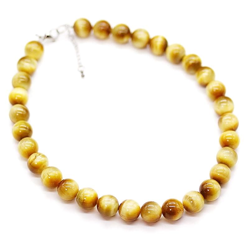 [石輝] 4A天然石 ゴールデンタイガーアイ数珠ネックレス12mm 金運・仕事運を導くパワーストーン！[ｎ168]