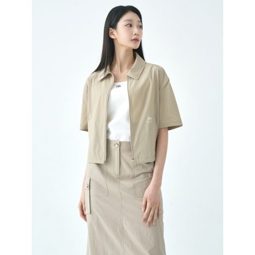 [ジセン] スパンスタンカラ半袖セットアップジャンパー LSJPO471_BE