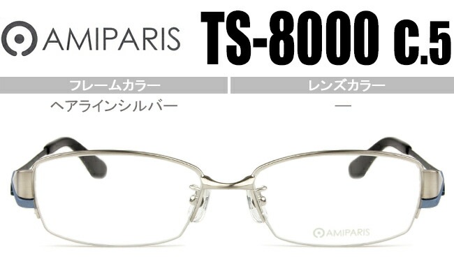 メガネ アミパリ AMIPARIS ts-8000 c.5 ヘアラインシルバー （フレームのみ / 度付き / 度なし 伊達） ap045
