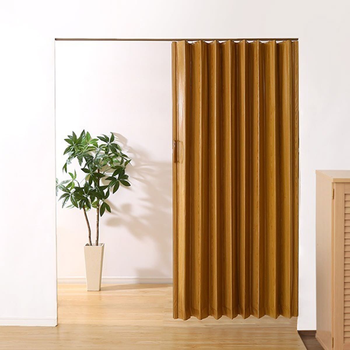 木目調アコーディオンドア 150幅 間切り 目隠し