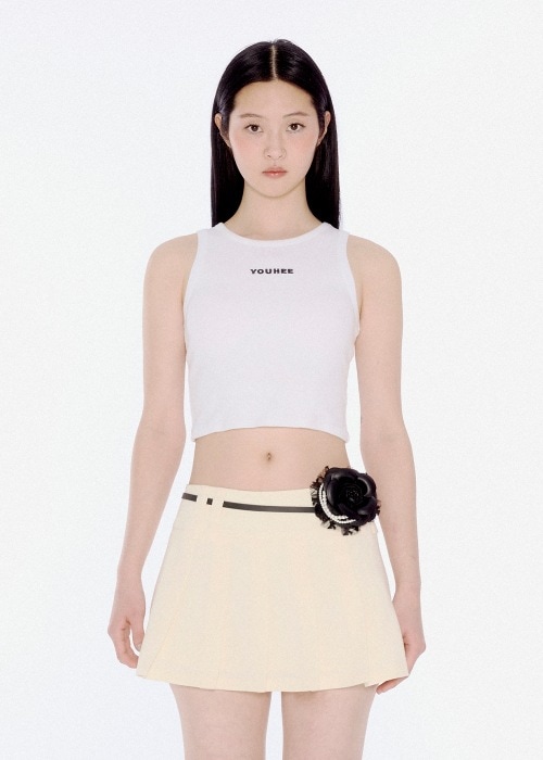 YOUHEE BASIC LOGO SLEEVELESS WHITE YHSLEB002WT