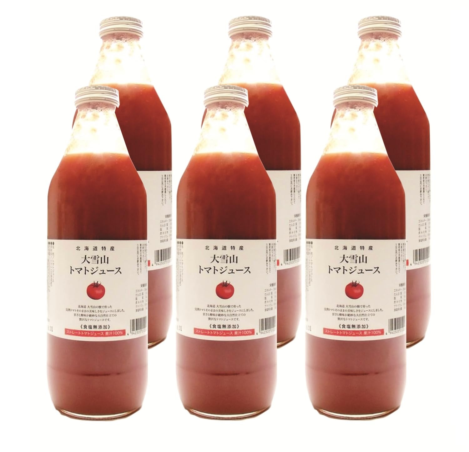 北海道 大雪山トマトジュース 無塩 (1000ml×6本)