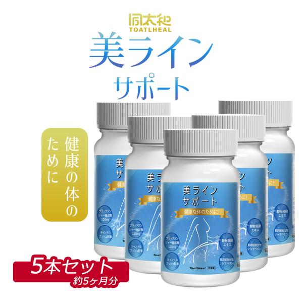 5点セット 同太和 美ラインサポート ブラックジンジャー 穀物発酵エキス サプリメント サプリ 300粒入/約150日分