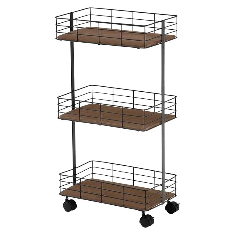 ラック 棚 キャスター ワゴン おしゃれ 北欧モダン 隙間収納 すき間 バスケット かご 完成品 省スペース 木製 キッチンワゴン