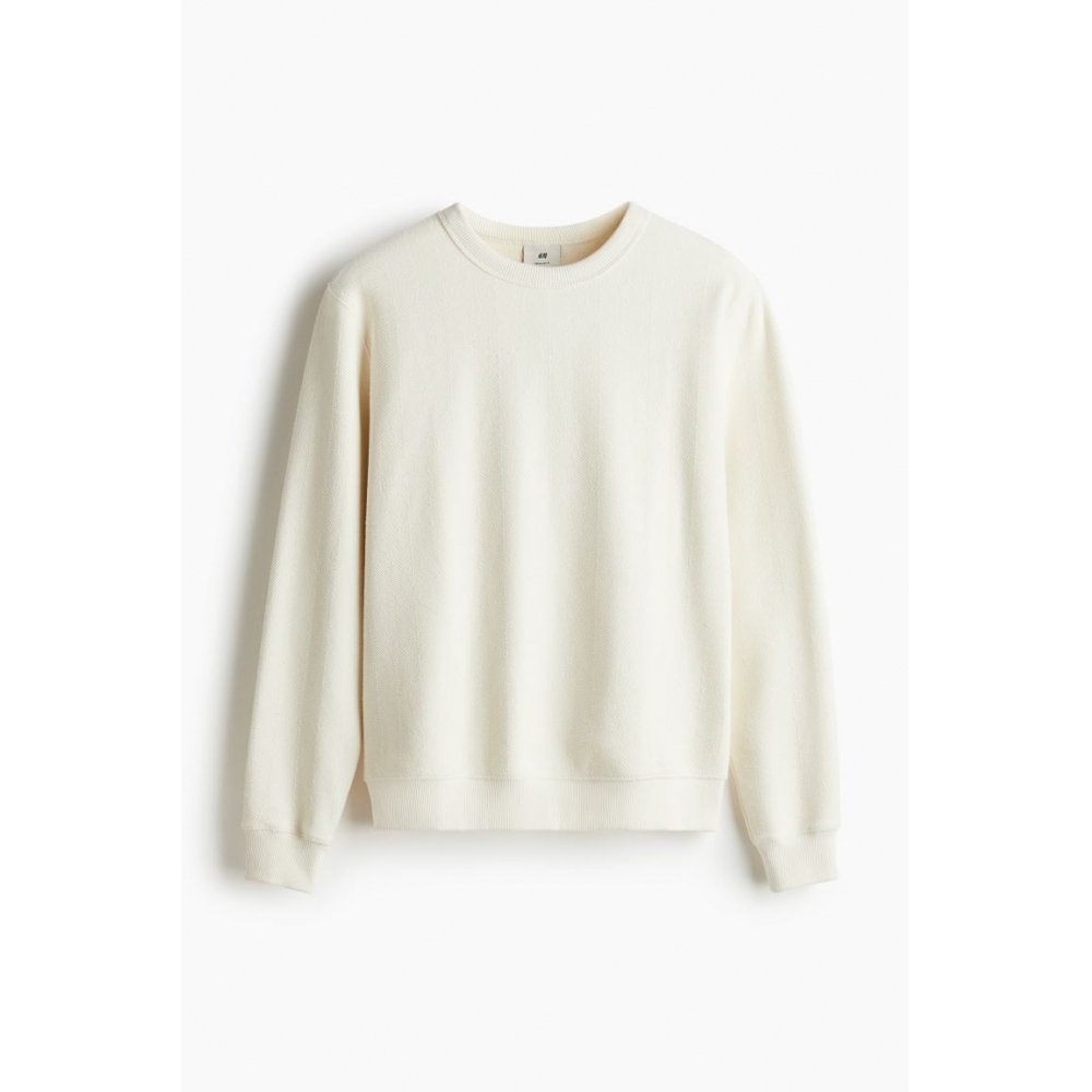 H&M ヘリンボーン柄スウェットシャツレギュラーフィットホワイト
