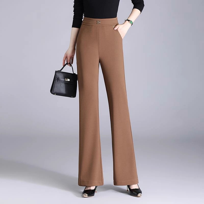 レディース ファッション シンプル オフィス 普段使い おしゃれ ベルボトムパンツ 春秋 ハイウエスト スリム ブラック パンツ ドレープ ストレート レッグ フレアパンツ 5,583円