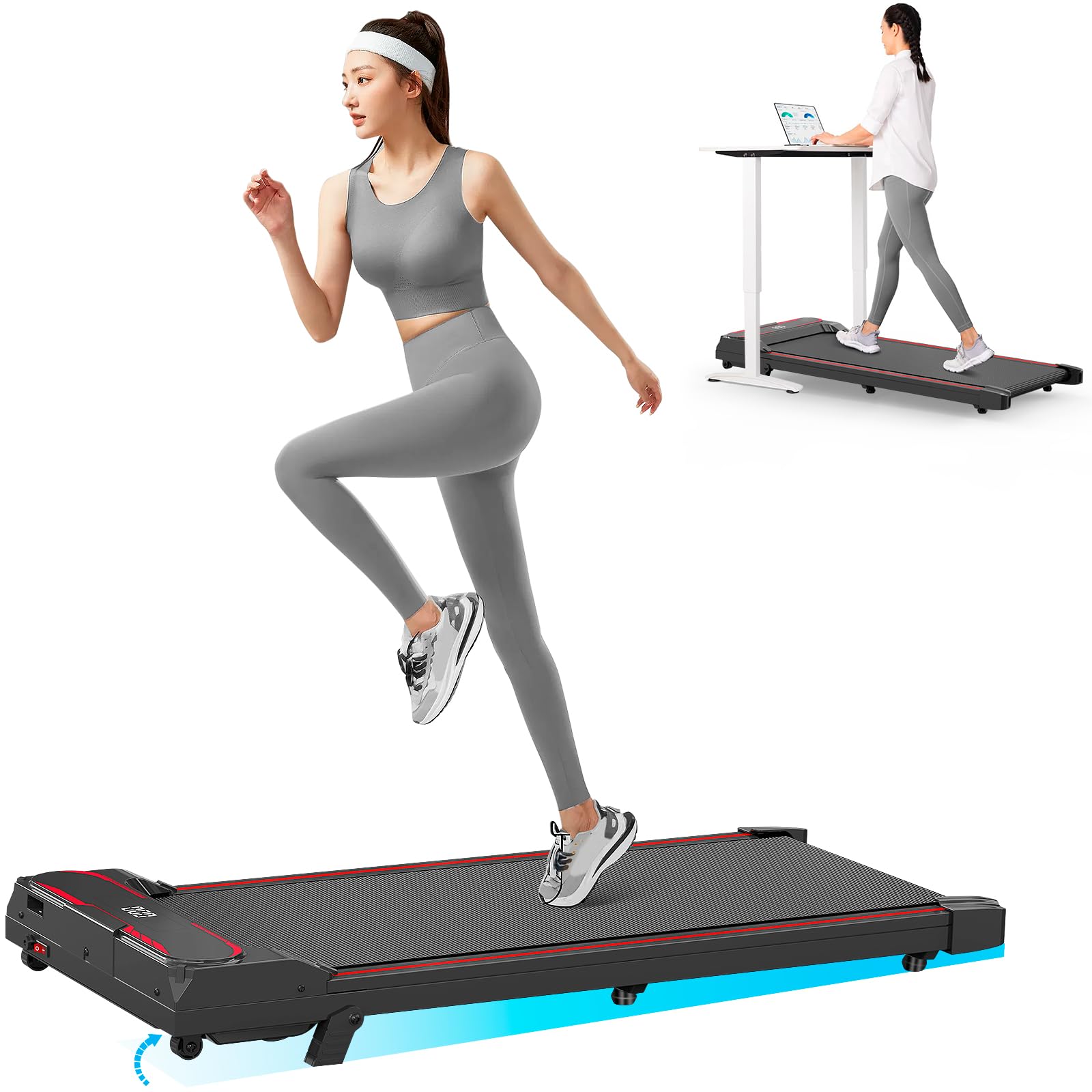 Healfith ルームランナー 家庭用 ウォーキングマシン 電動 ランニングマシン 組み立て不要 コンパクト 電動 薄型 軽量 静音 時速1~6km 収納便利 自宅用 オフィス用 男女兼用