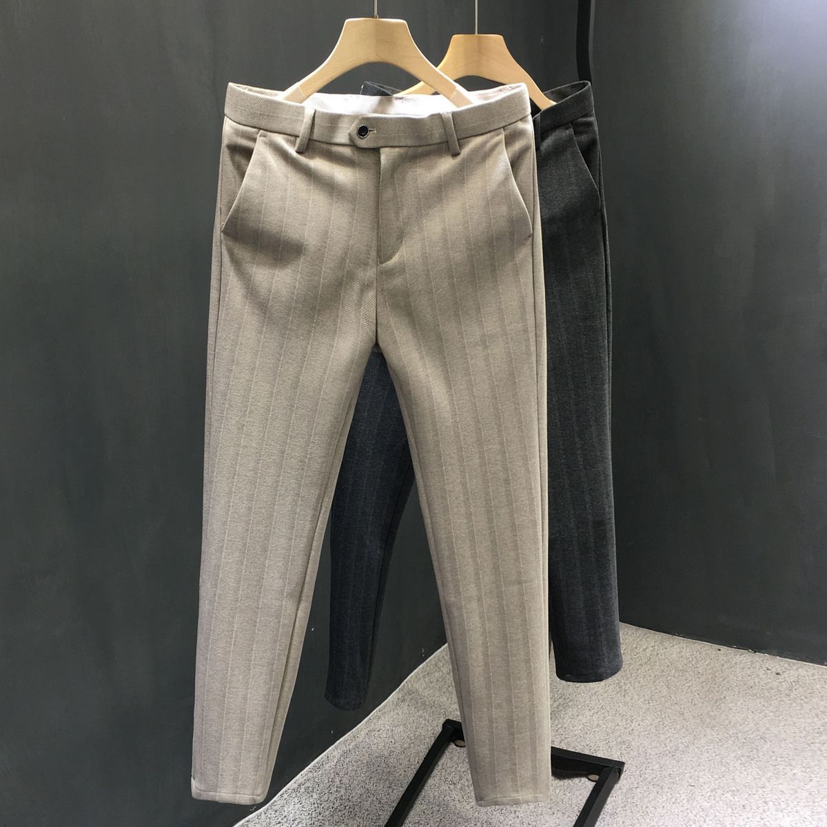 韓国ファッション ビジネス ジョガーパンツ ツイードズボン 高級感 スラックス スーツパンツ ストレート