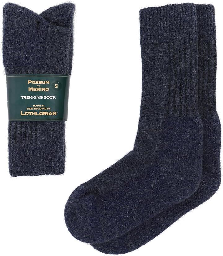 ポッサムメリノ トレッキングソックス 登山靴下 ウール靴下 蒸れない靴下 男女兼用 ルームソックス アウトドア キャンプ ウインタースポーツ(ネイビー, XL)