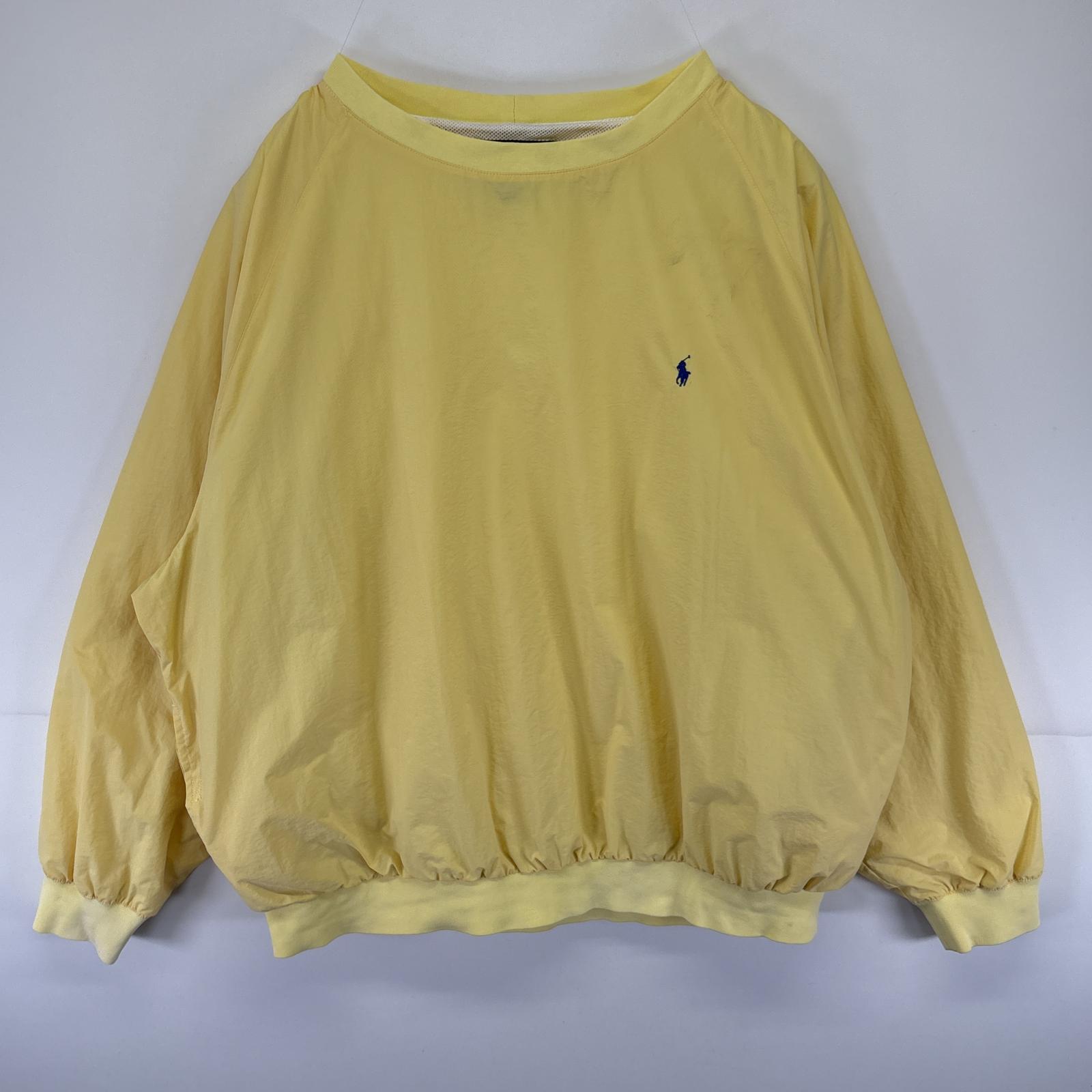 古着 ポロバイラルフローレン Polo by Ralph Lauren ナイロンジャケット プルオーバージャケット ピステ 袖ロゴ XXL イエロー メンズ
