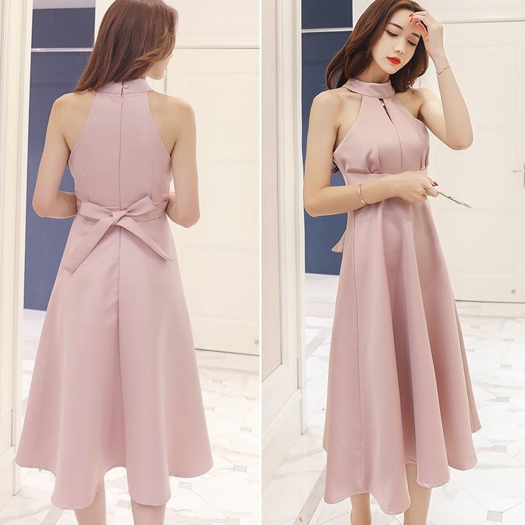 お求めやすく価格改定 ホルターネック ミモレ丈 リボン フォーマル B419 発表会 御呼ばれ 二次会 結婚式 フレア ドレス Www Viacaocatedral Com Br