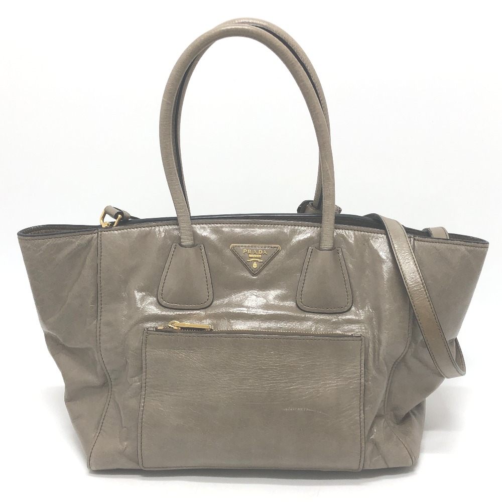 トートバッグ BN2626 ロゴ カバン 2WAY ハンドバッグ ショルダーバッグ 斜め掛け 三角プレート レザー ブラウン