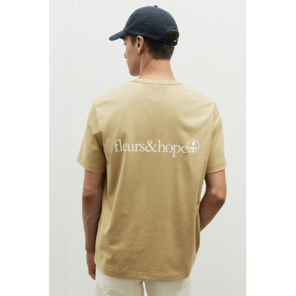 H&M クールマックスレギュラーフィット T シャツベージュ/フルール