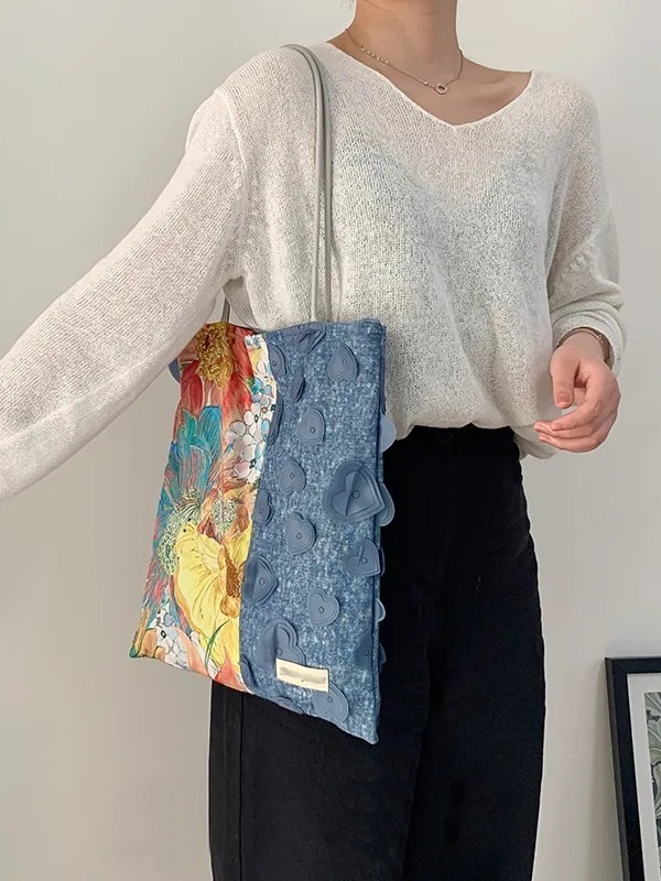 文芸的 かたかた掛け エコバッグ 通勤パック デザイン感 ズックバッグ 手提げバッグ 大容量トートバッグ