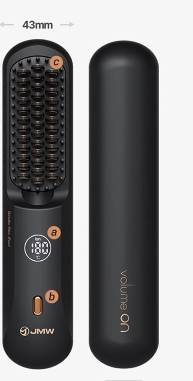 ボリュームオン 無線 ブラシ コテ マジック機 マイナスイオン 静電気防止 (軽くて自由な コードレスブラシアイロン）248g