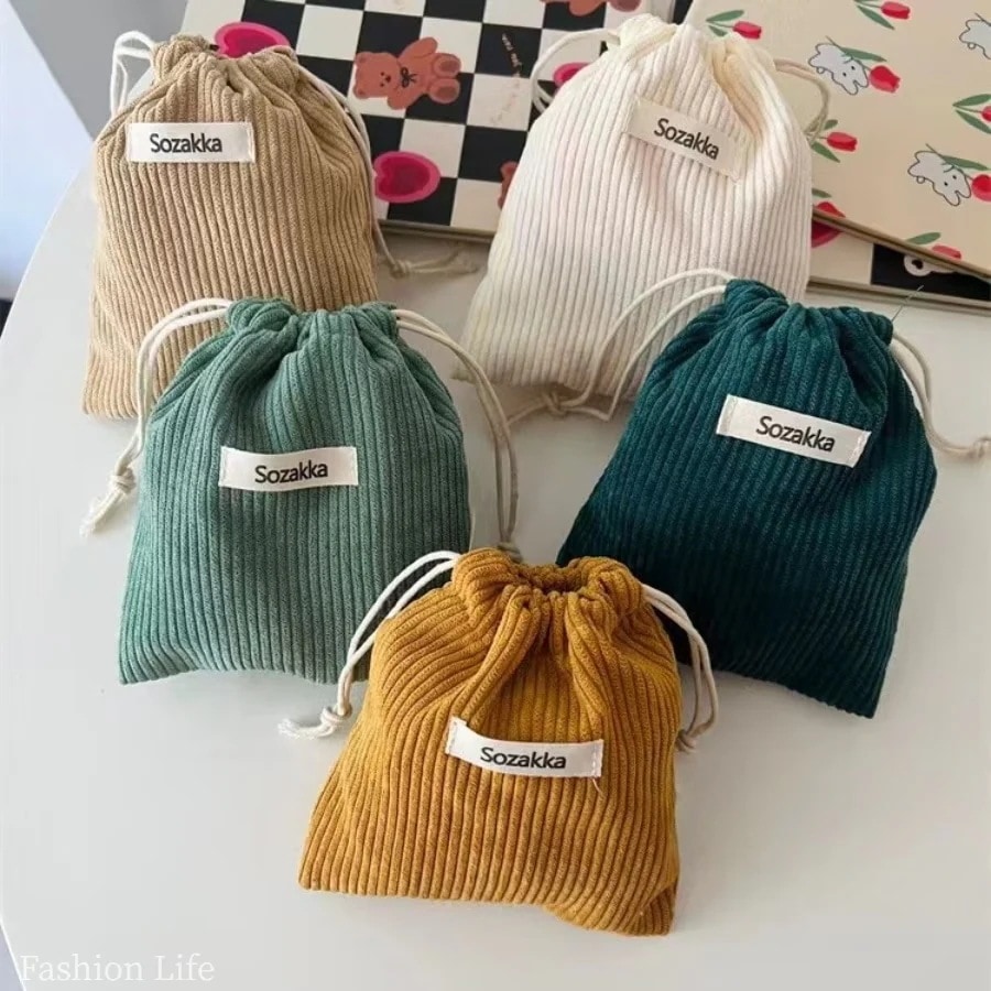 【1つ買うと10個無料】3枚入韓国メイクポーチ 巾着ポーチ 化粧ポーチ コージュロイ多機能 収納ポーチ 小物入れポーチ 可愛いポーチ 持ち運び325化粧ポーチ-大容量