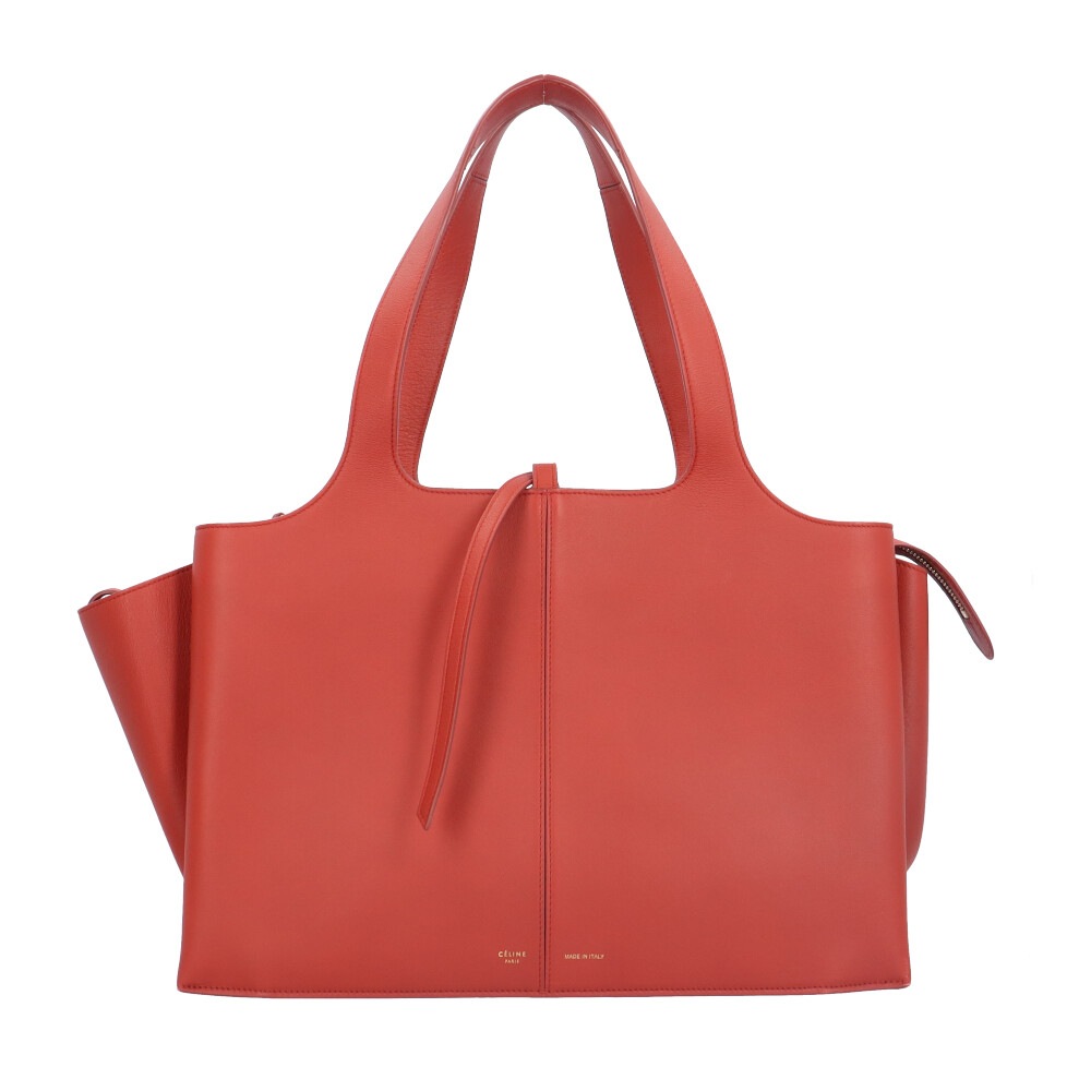 セリーヌ トライフォード ミディアム トートバッグ レザー ブラウン CELINE 中古