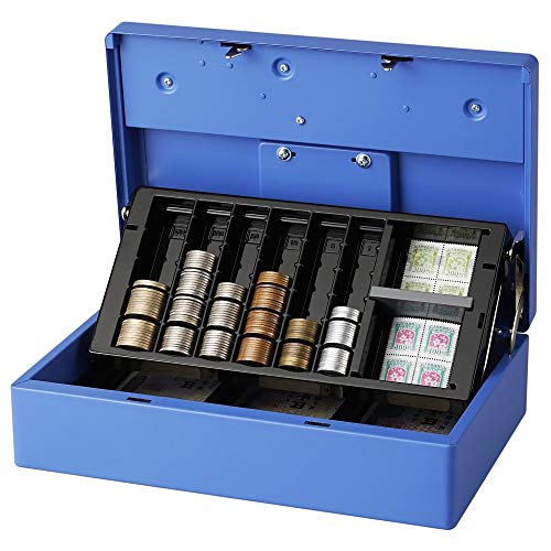 手提げ金庫 キャッシュボックス A5薄型スリム ブルー CB-8800