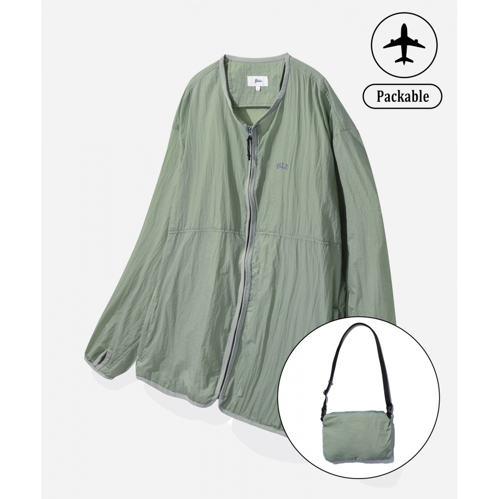 YALE [ワンマイルウェア] コンフォートパッカブルノーカラージャケットペールミント