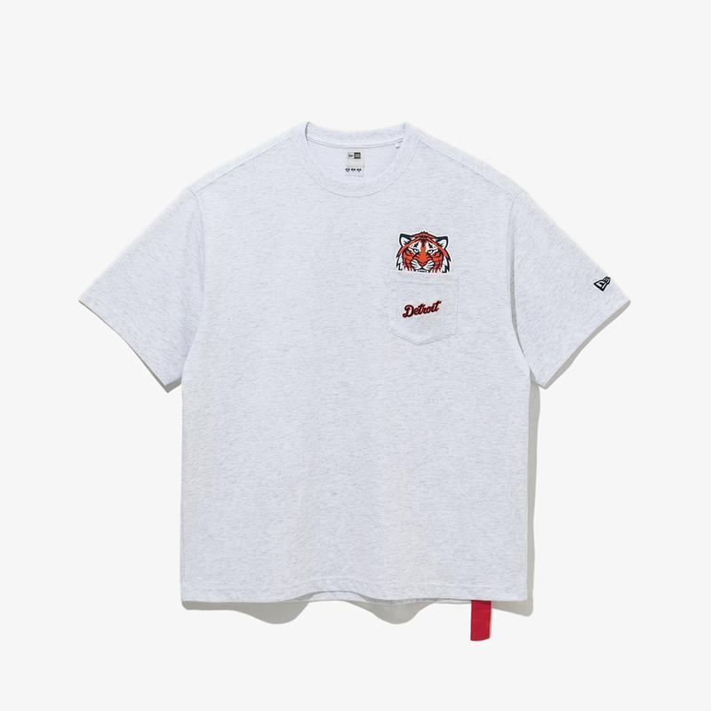 MLB デトロイト・タイガース フェルトポケット Tシャツ ヘザーグレー 14536497