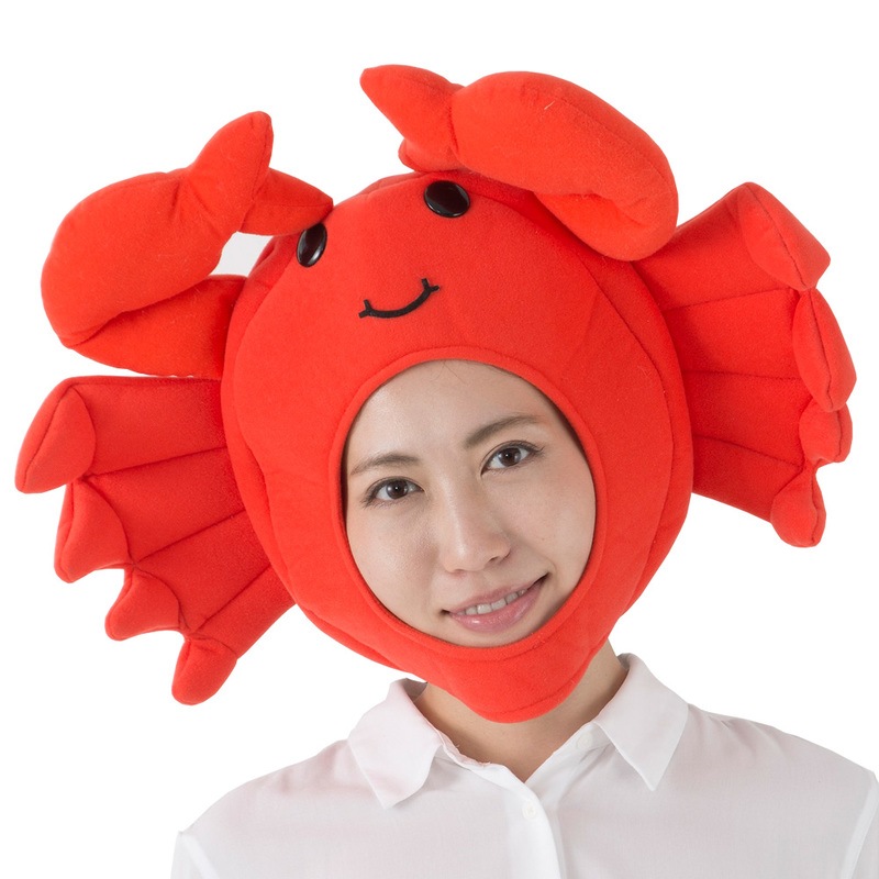 コスプレ 仮装 [4点セット] 新鮮かにキャップ 【 ハロウィン 衣装 ウケる かぶりもの 面白い おもしろ帽子 動物 おもしろハット 笑える 変装グッズ プチ仮装 アニマル パーティーグッズ 】